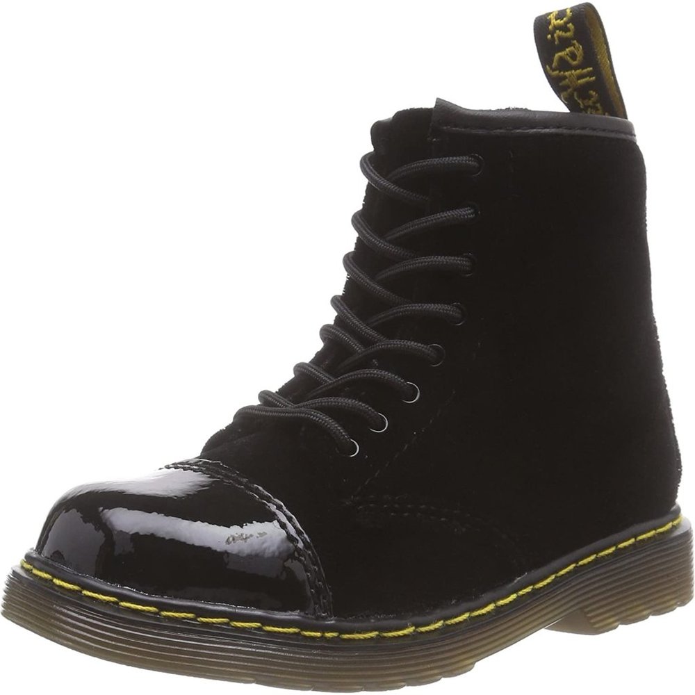 kids velvet dr martens boot